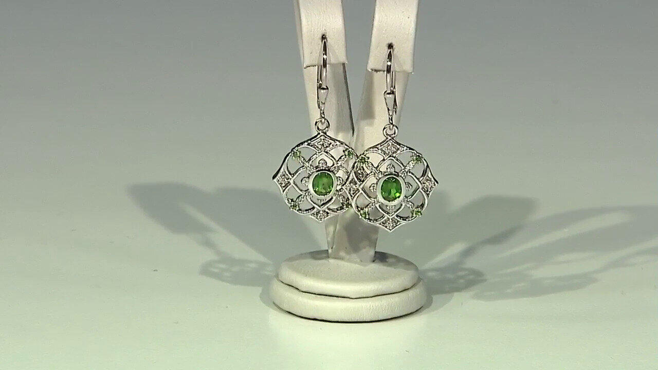 Video Orecchini in argento con Diopside Russo