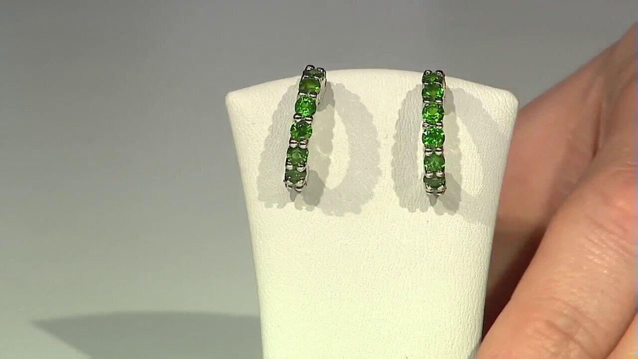 Video Boucles d'oreilles en argent et Diopside de Russie