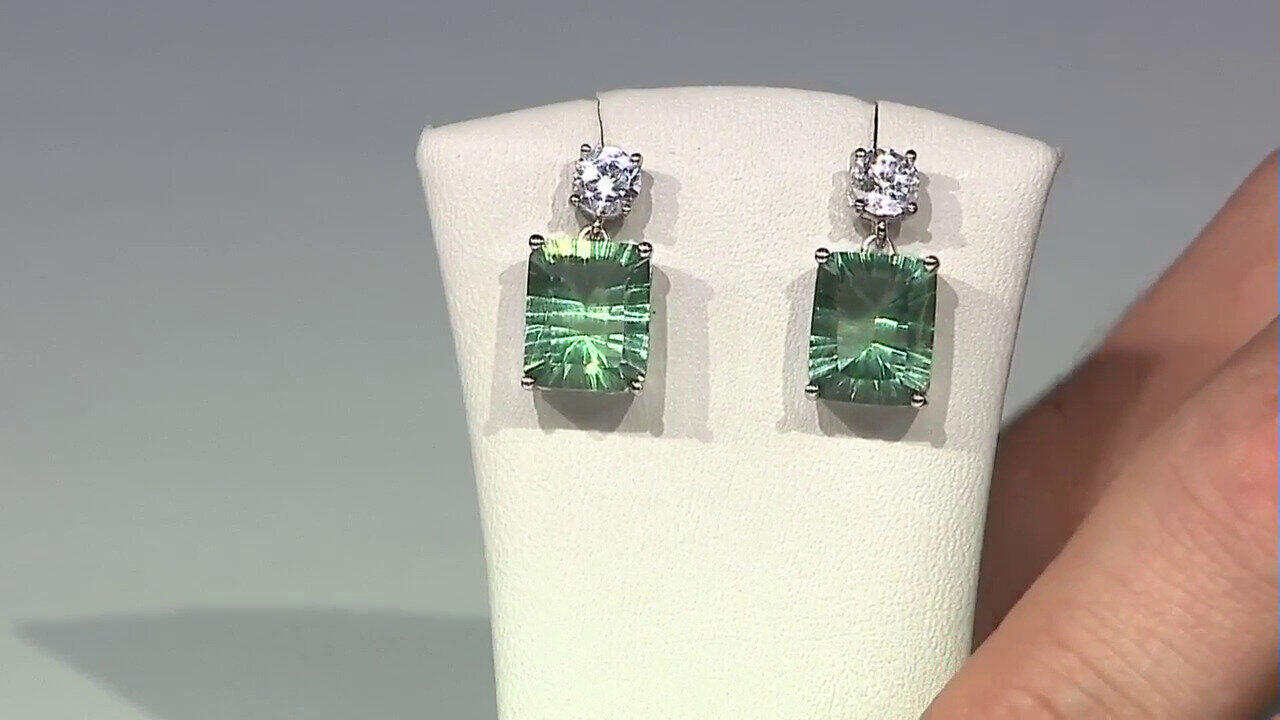Video Green Fluorite Silver Earrings
