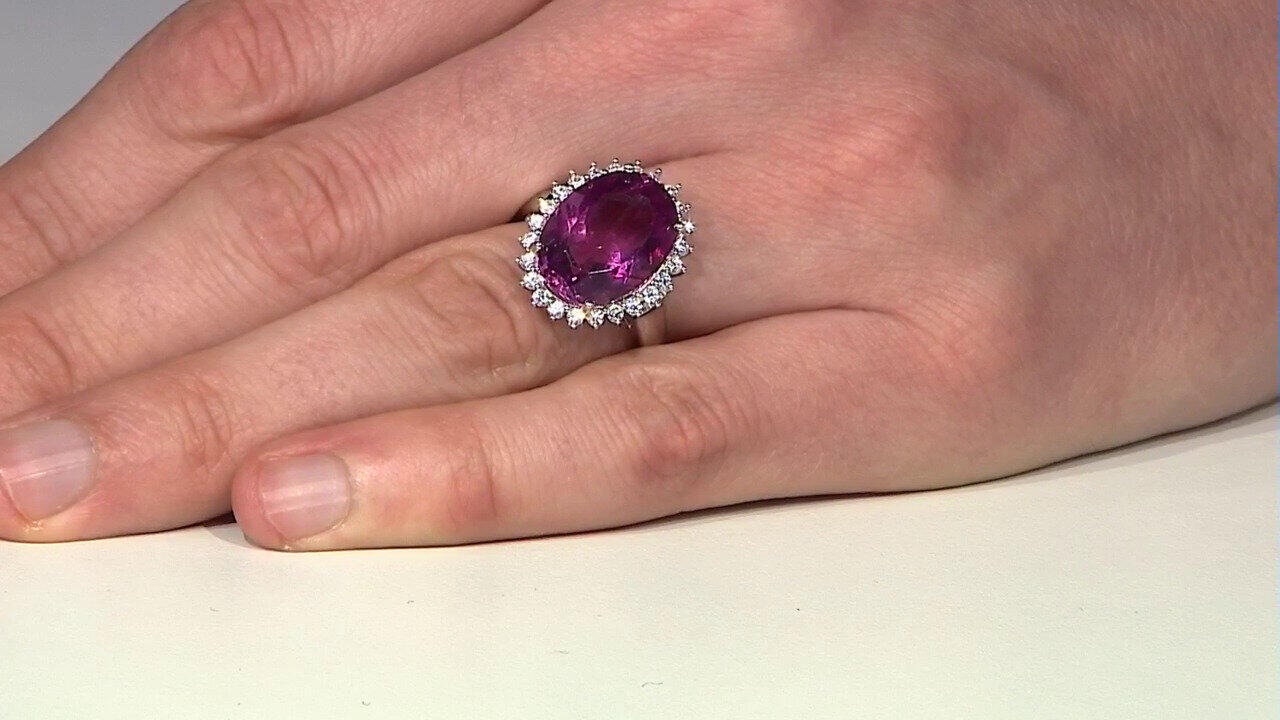 Video Pink Flouorite Silver Ring