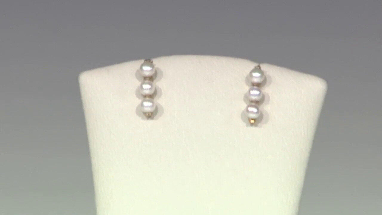 Video White Freshwater Pearl Silver Earrings