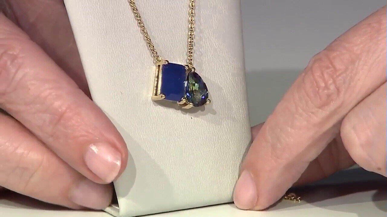 Video Navy Blue Quartz Silver Necklace