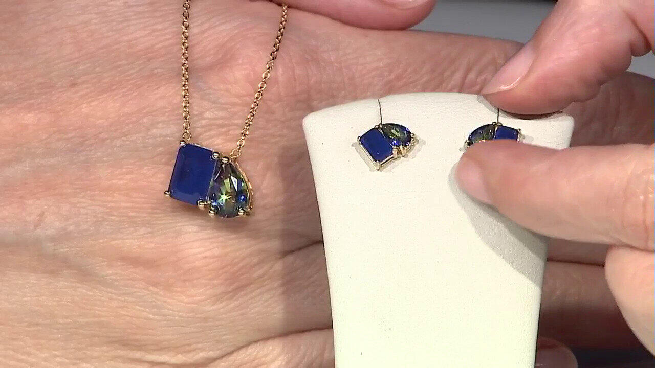 Video Boucles d'oreilles en argent et Quartz bleu marine