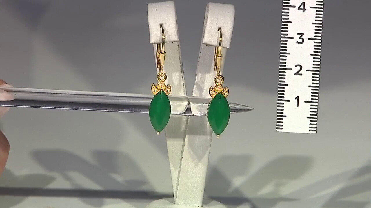 Video Green Onyx Silver Earrings