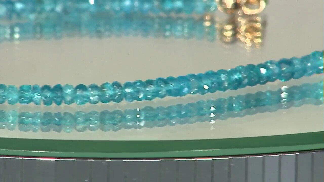 Video Neonblauer Apatit-Goldhalskette