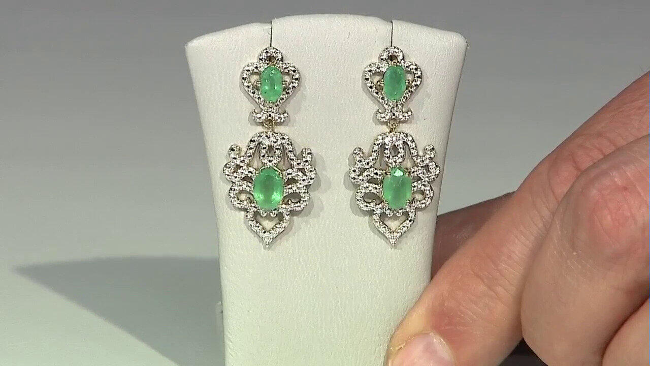 Video Boucles d'oreilles en argent et Emeraude de Socoto