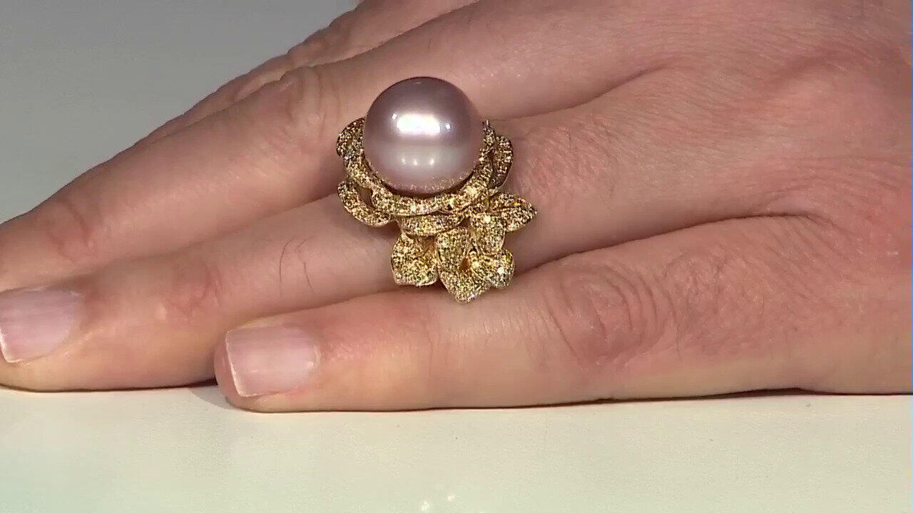 Video Pinkfarbene Süßwasserzuchtperlen-Goldring (CIRARI)