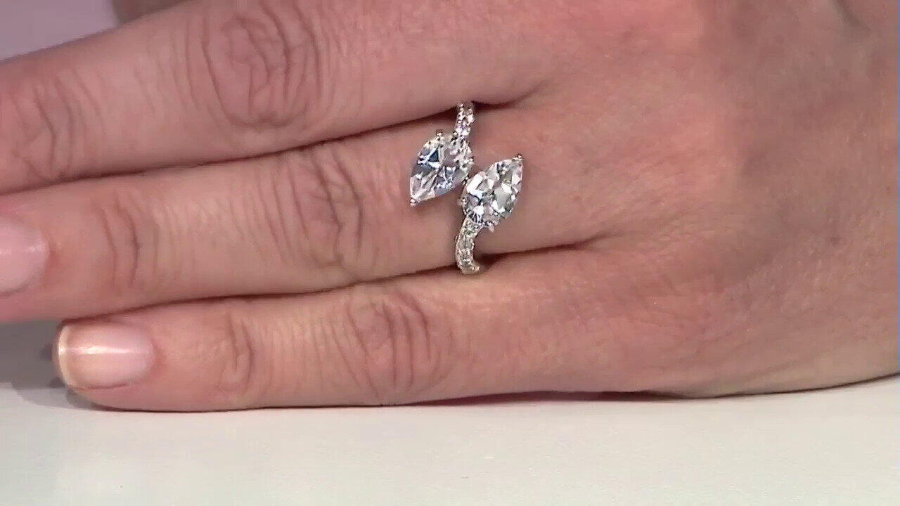 Video White Topaz Silver Ring