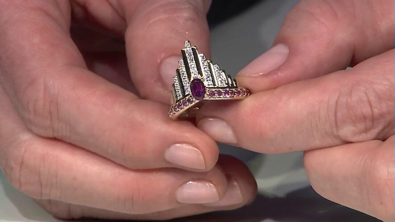 Video Zilveren ring met een rhodliet