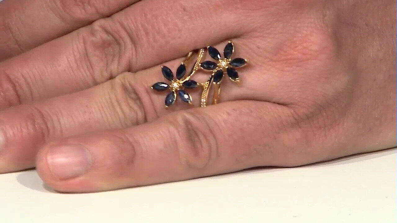 Video Anello in argento con Zaffiro Nero