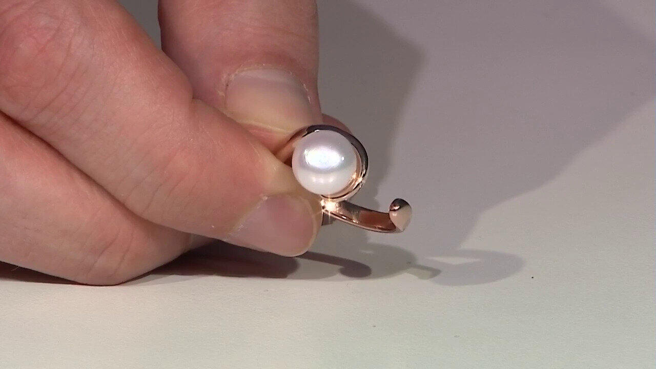 Video Bague en argent et Perle blanche de culture d'eau douce (TPC)