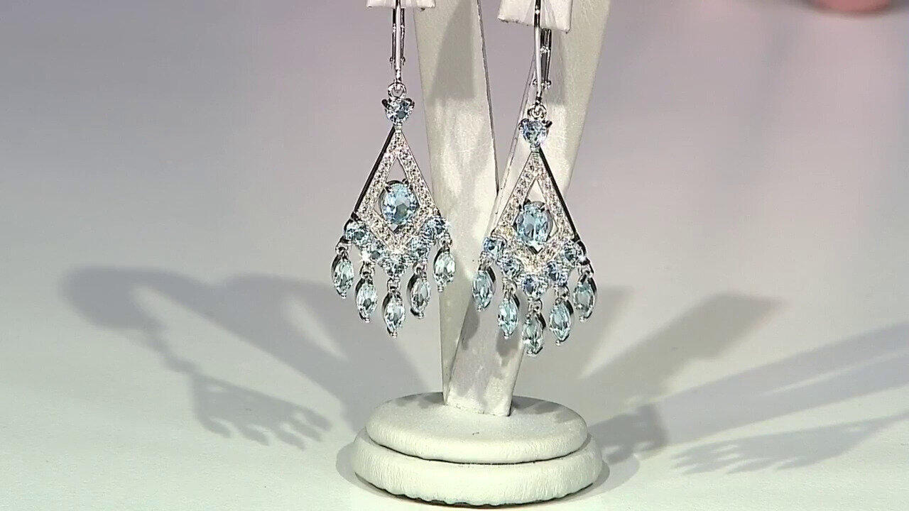 Video Boucles d'oreilles en argent et Topaze bleu ciel