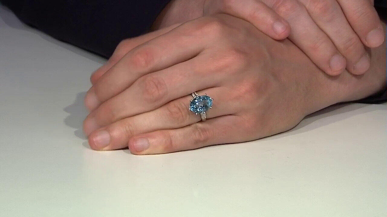 Video Anello in argento con Topazio Blu Cielo