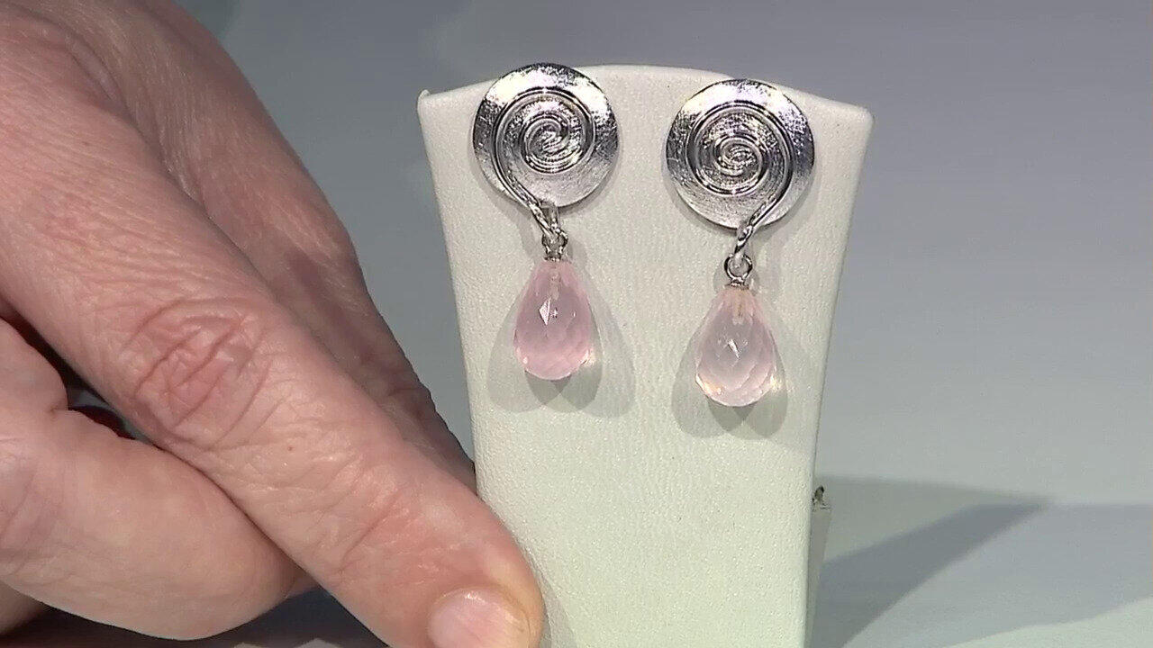 Video Boucles d'oreilles en argent et Quartz rose