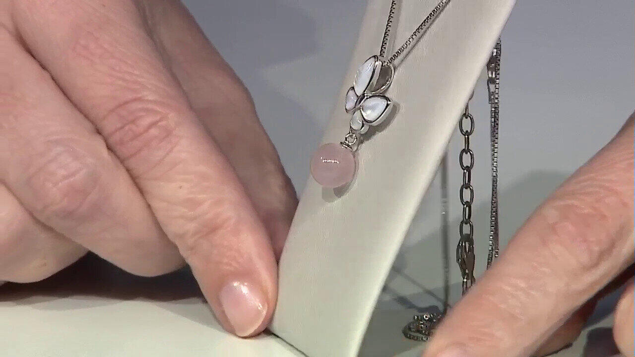 Video Pendentif en argent et Quartz rose