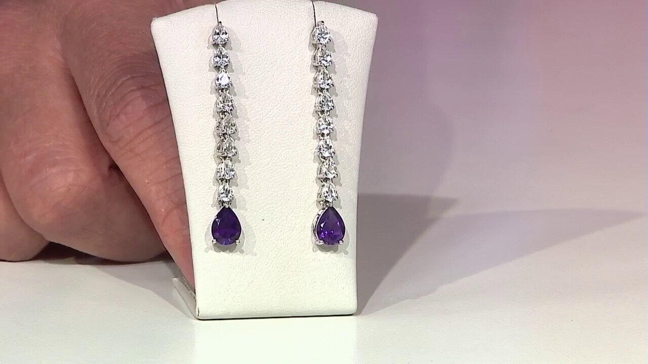 Video Boucles d'oreilles en argent et Améthyste de Zambie