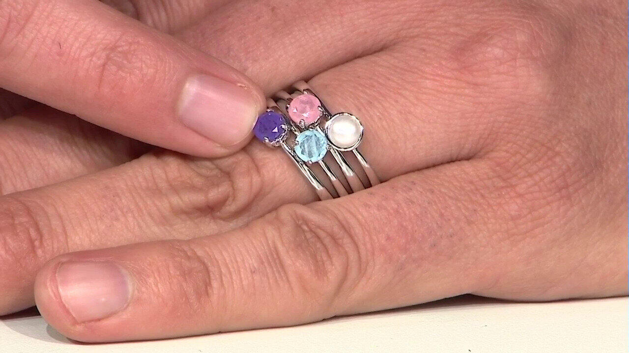 Video Anello in argento con Quarzo rosa pastello