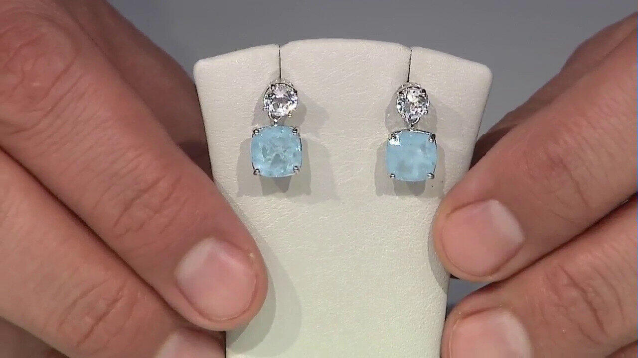 Video Orecchini in argento con Quarzo blu pastello