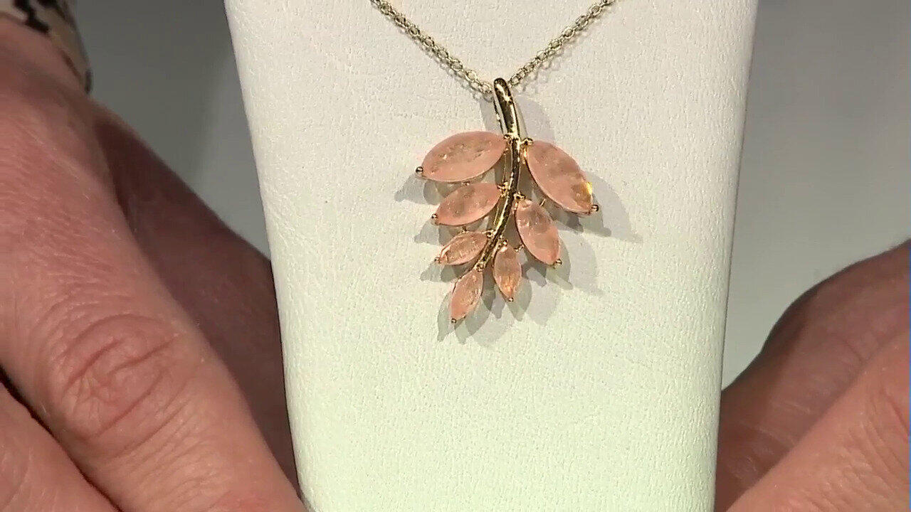 Video Collana in argento con Quarzo pesca pastello