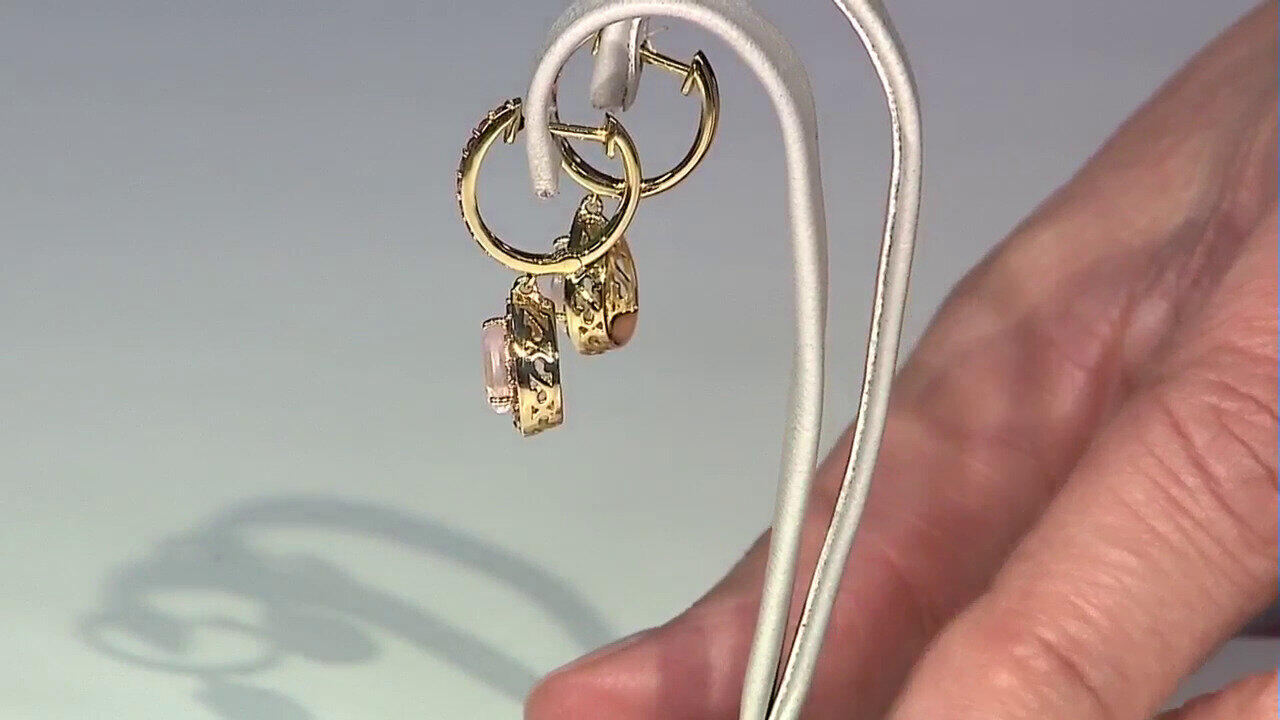 Video Rose Quartz Silver Earrings