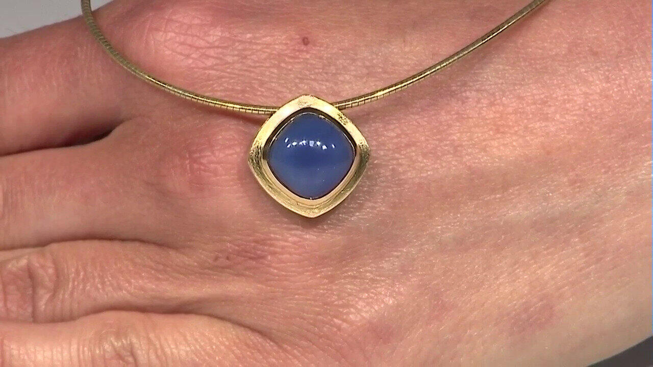 Video Pendentif en argent et Calcédoine bleue (MONOSONO COLLECTION)