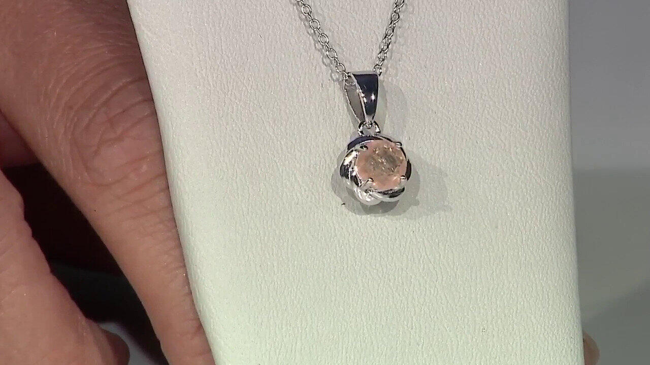Video Collar en plata con Cuarzo durazno pastel