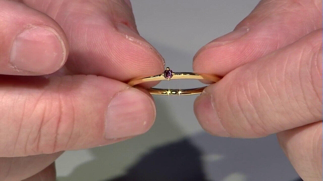 Video Anello in argento con Diamante Porpora I2