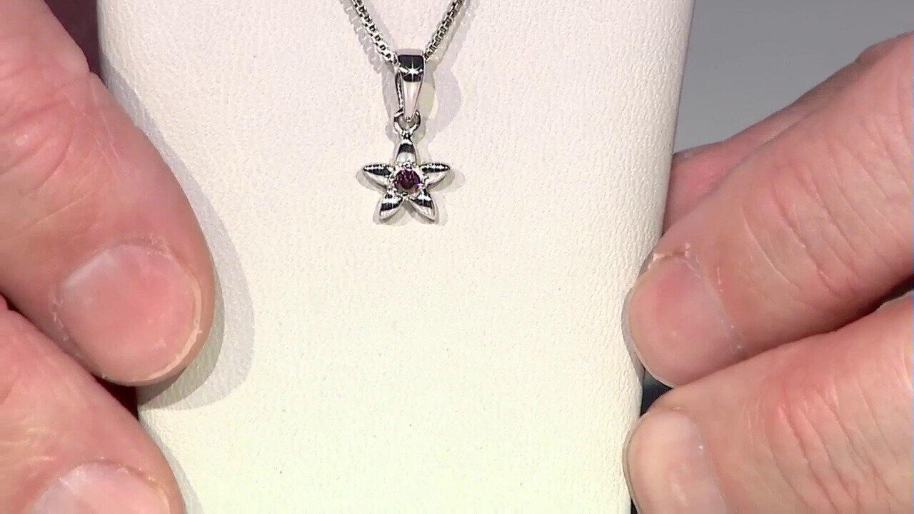 Video Pendentif en argent et Diamant pourpre I2