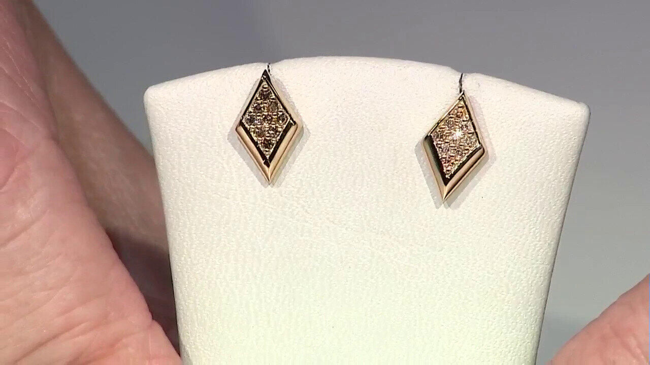 Video Boucles d'oreilles en or et Diamant chocolat I2