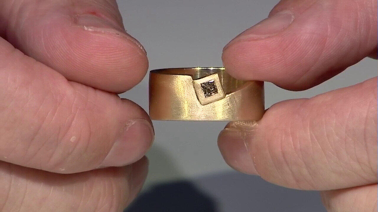 Video Anillo en oro con Diamante chocolate I2
