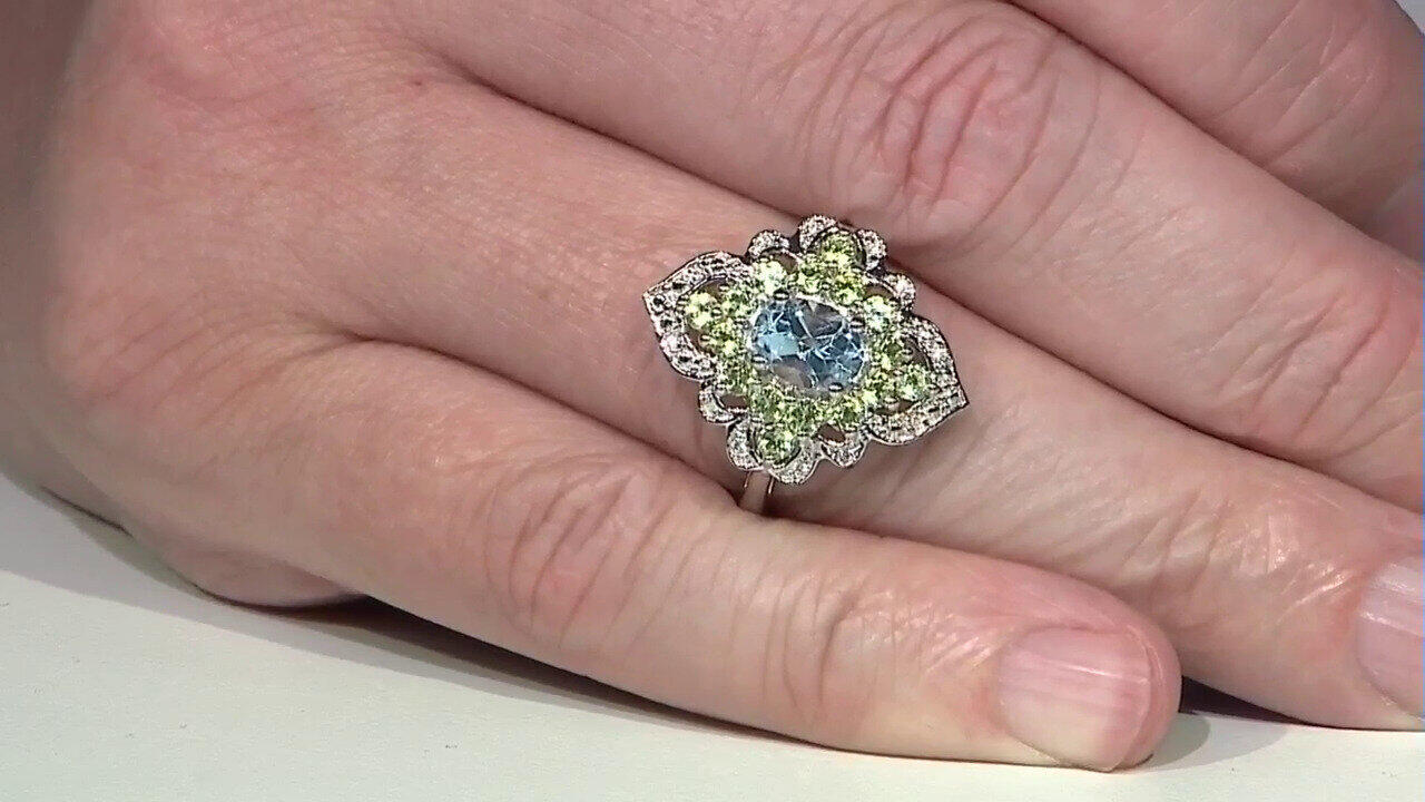 Video Anello in argento con Topazio Blu Cielo