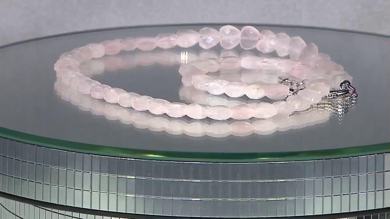 Video Collana in argento con Quarzo Rosa