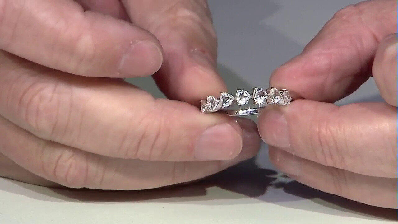 Video Zilveren ring met witte topaasstenen