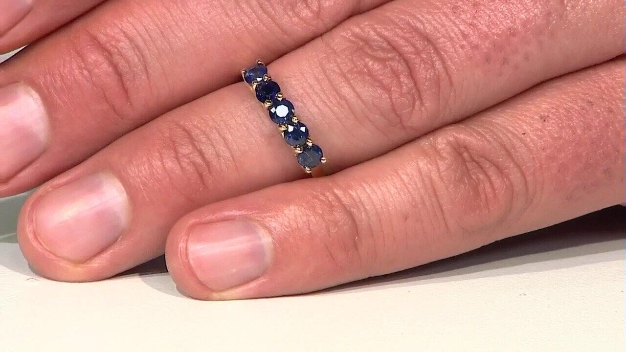 Video Zilveren ring met blauwe Birmese saffieren