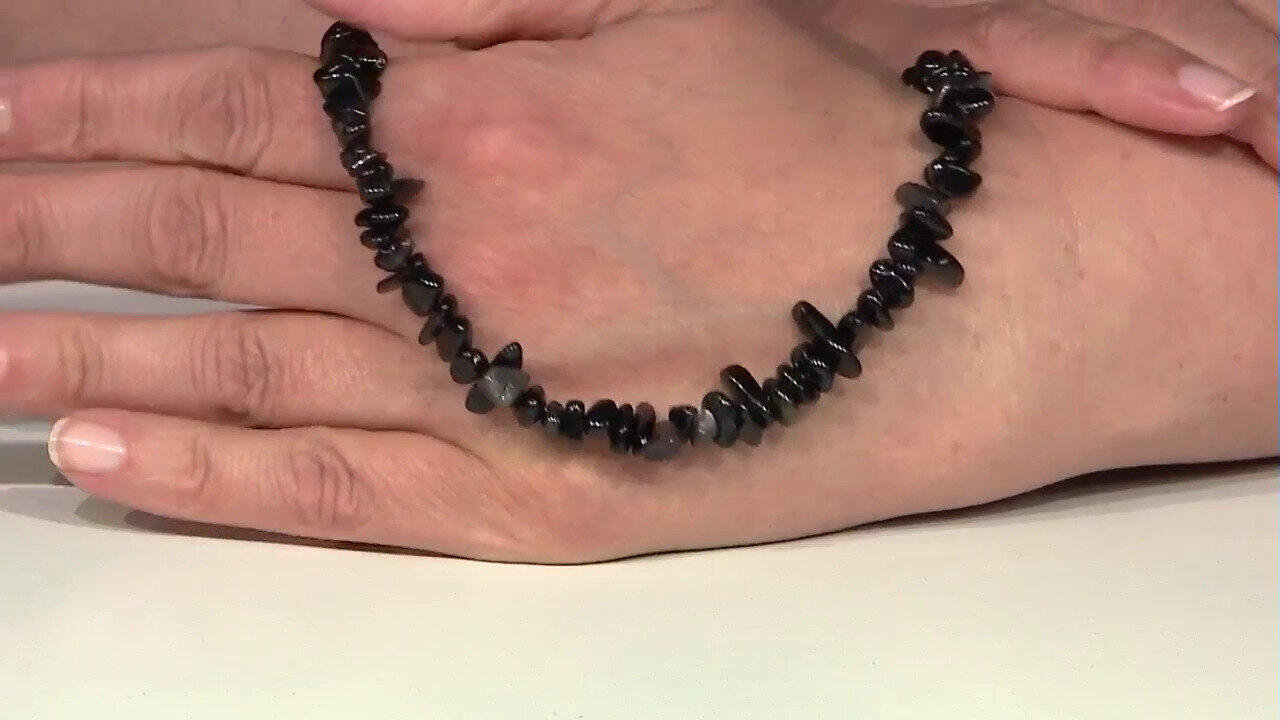 Video Collier en argent et Obsidienne à reflets argentés