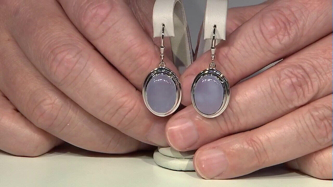 Video Blue Chalcedony Silver Earrings (MONOSONO COLLECTION)