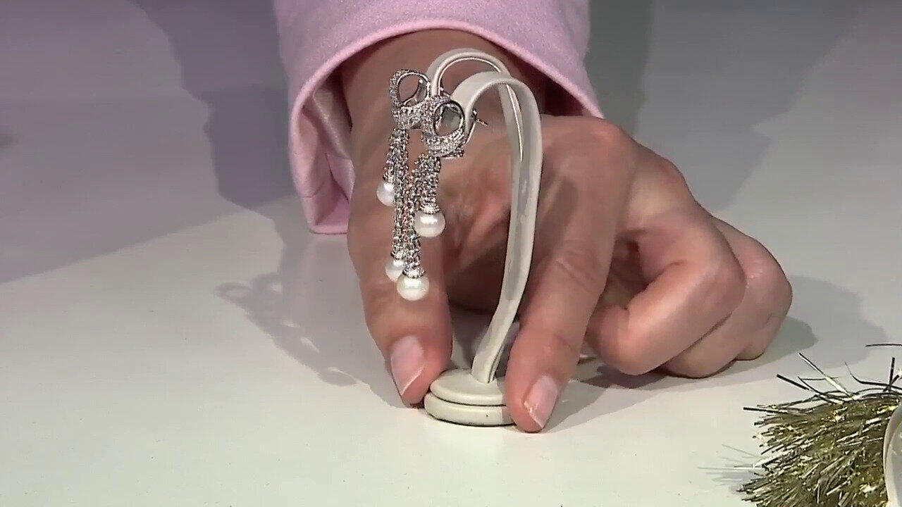 Video Boucles d'oreilles en argent et Perle blanche de culture d'eau douce