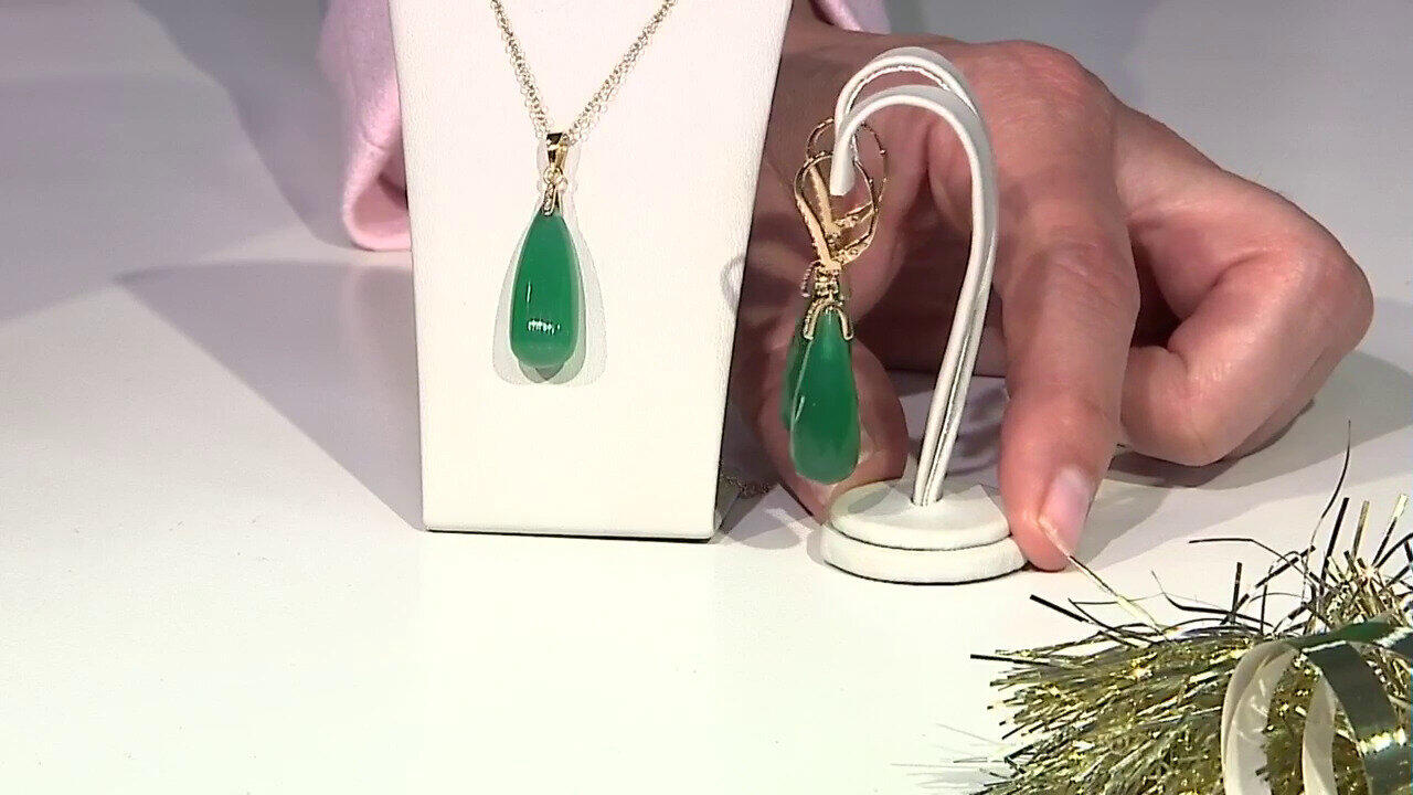 Video Grüner Achat-Silberohrringe
