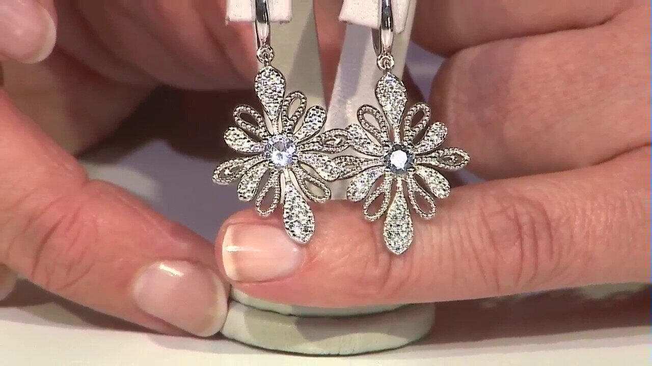 Video Orecchini in argento con Zaffiro Bianco