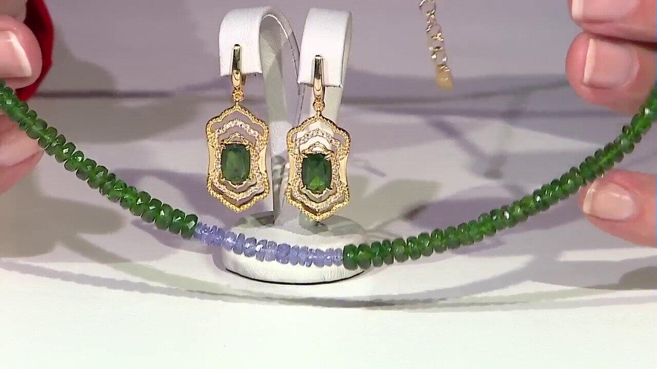 Video Boucles d'oreilles en argent et Diopside de Russie