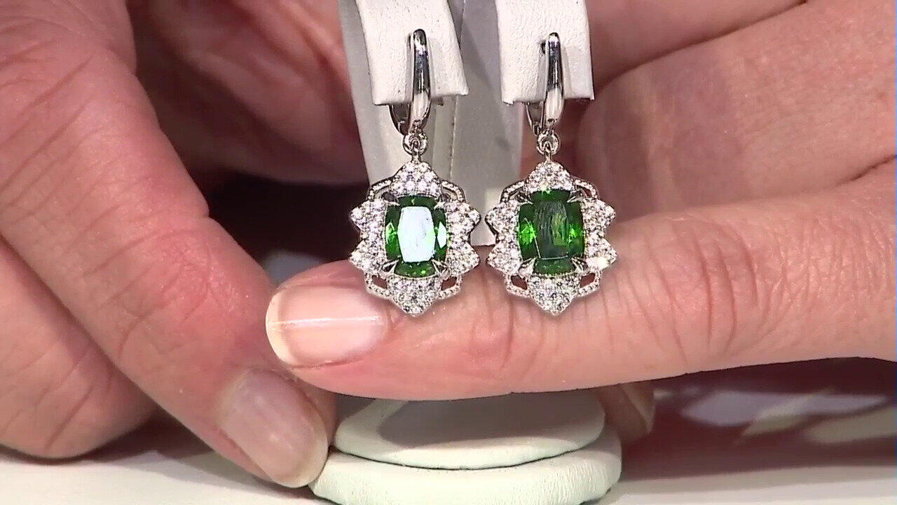 Video Boucles d'oreilles en argent et Diopside de Russie