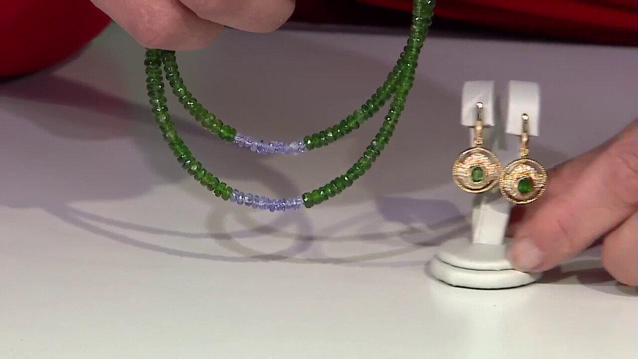 Video Boucles d'oreilles en argent et Diopside de Russie