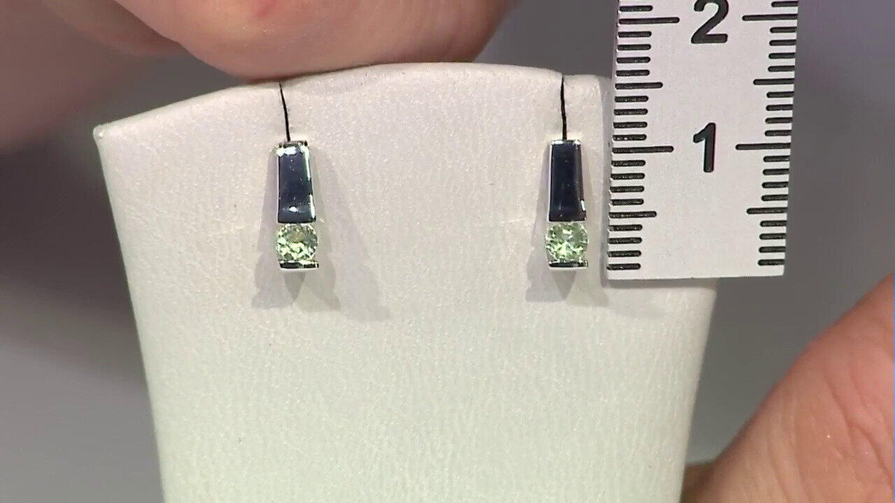Video Boucles d'oreilles en argent et Saphir vert de Tuléar  (Pallanova)