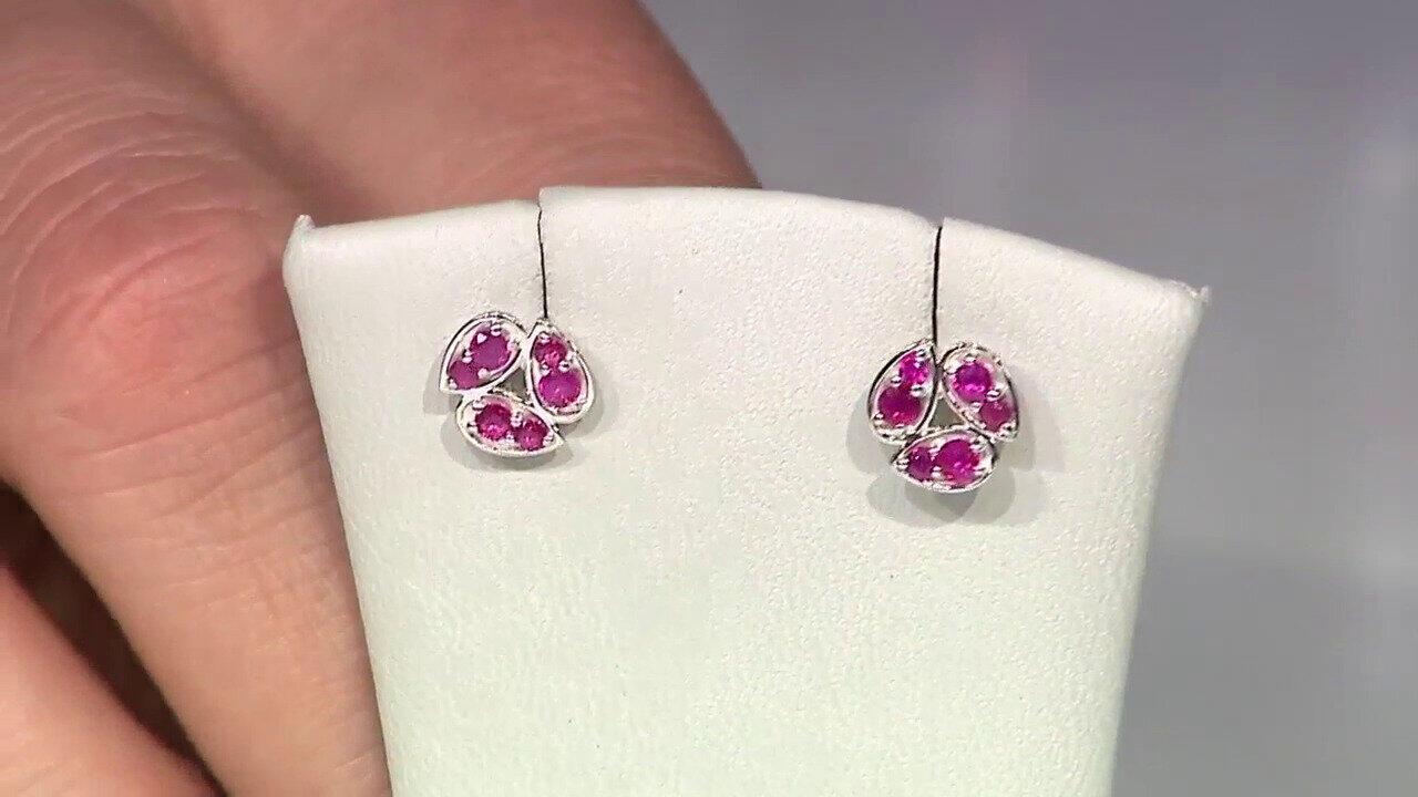 Video Boucles d'oreilles en argent et Rubis de Birmanie (Pallanova)