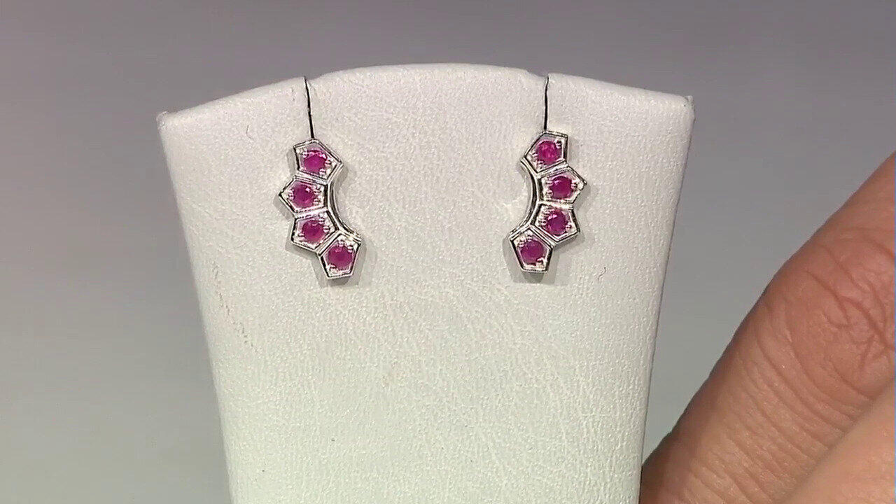 Video Boucles d'oreilles en argent et Rubis de Birmanie (Pallanova)