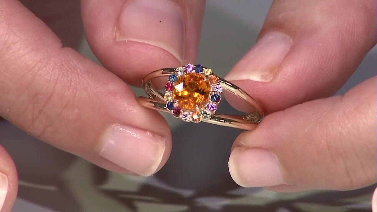 Video Anello in oro con Zaffiro Arancione Ban Ka Cha