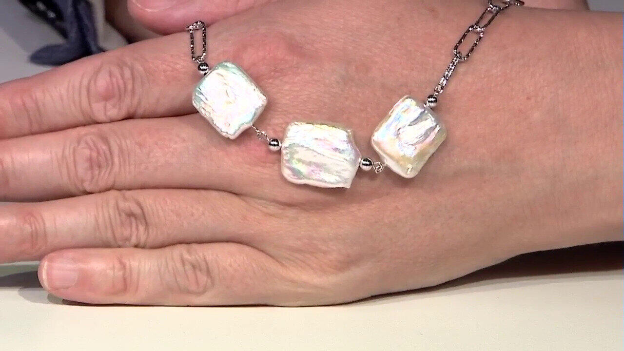 Video Collar en plata con Perla blanca Freshwater (TPC)