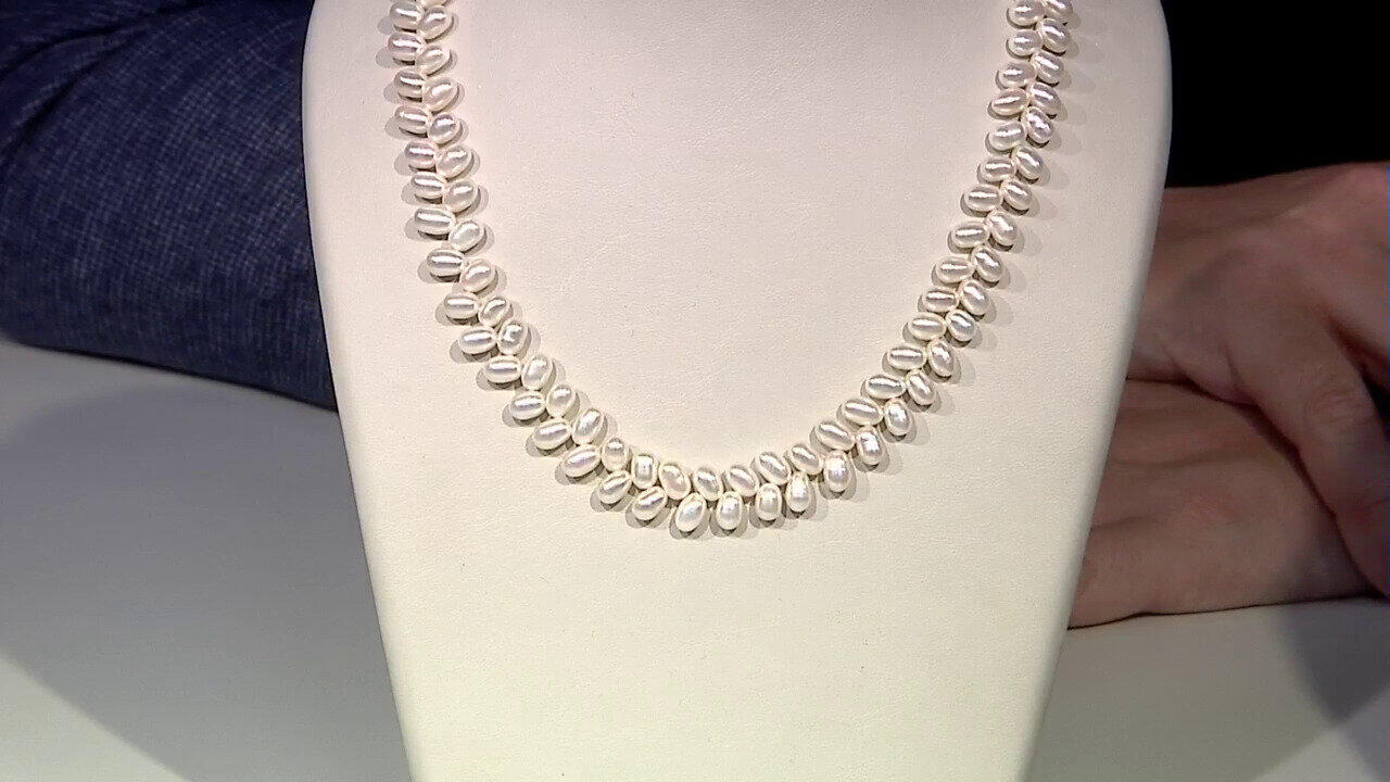 Video Collier en argent et Perle blanche de culture d'eau douce (TPC)