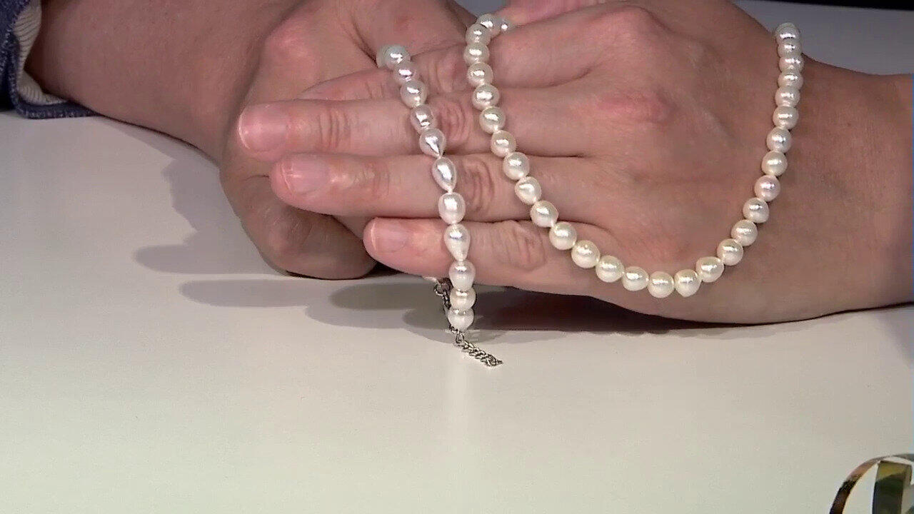 Video Weiße Süßwasserzuchtperlen-Silberarmband (TPC)
