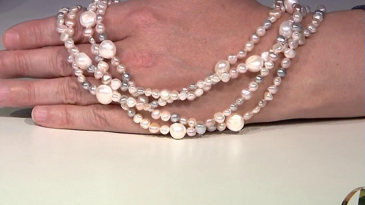 Video White Freshwater Pearl Silver Necklace (TPC)